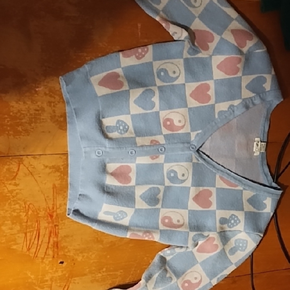 Yin Yang Heart Patterned Cardigan